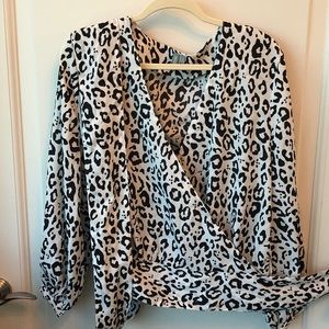 ASOS long sleeve Oversize Wrap Top Leopard US 12